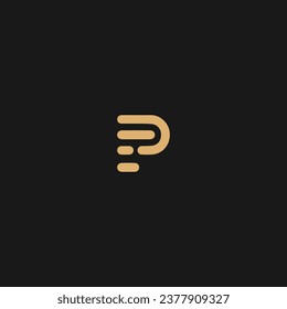 Monograma del logotipo P de la letra mayúscula, tipografía creativa de estilo minimalista,