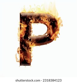 capital letter P in on fire