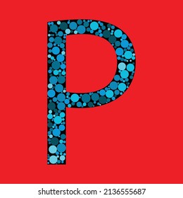 Capital Letter P. Vector abstract alphabet design. Letter fills with the round shapes. eps 10