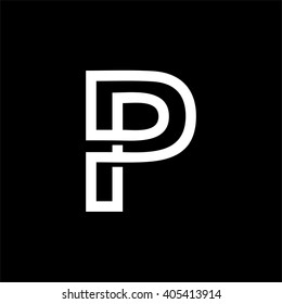 Capital letter P. From the white interwoven strips on a black background. Template for emblem, logos and monograms.