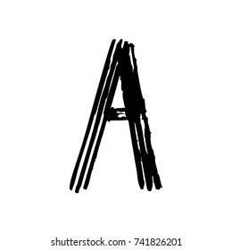 Capital letter A painted by brush isolated on white background