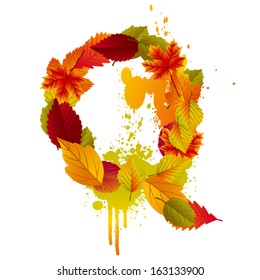 Capital Letter Q, created by autumn leaves