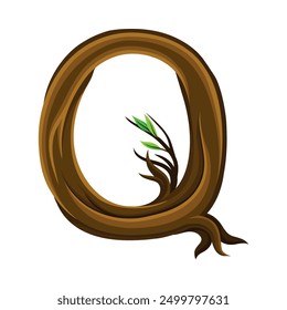 Capital Letter Q as Forest Alphabet Symbol Arranged from Tree Trunk and Branches Vector Illustration