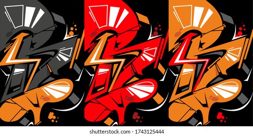 Capital Letter R Graffiti Style Three Variants Vector Illustration