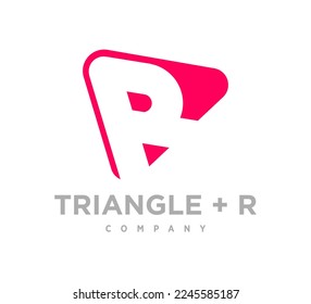Capital letter r logo in triangle. Futuristic corporate identity logo, company graphic design.