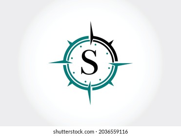 Capital letter S with Creative Compass Concept Logo Design Template. Compass logo sign symbol. Modern vector logo design for business and company identity.