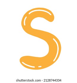 Capital letter S in doodle style. Vector isolated lettering illustration.