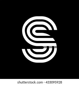 Capital letter S. Made of of three white stripes Overlapping with shadows. Logo, monogram, emblem trendy design.