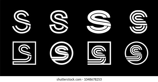 Capital letter S. Modern set for monograms, logos, emblems, initials. Made of white stripes Overlapping with shadows