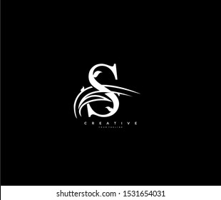 capital letter S monogram minimal beauty swoosh style logo