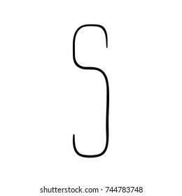 Capital letter S painted by brush isolated on white background