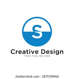 Capital letter s put in the water. For creating logos, emblems, monograms