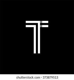 Capital letter T. Overlapping with shadows logo, monogram trendy design. 