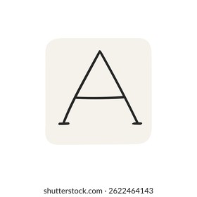 Capital letter A typography symbol, bold serif font character, decorative alphabet design for print, education, branding, or monogram use, artistic initial element flat vector illustration.