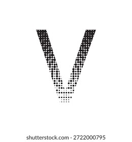 Capital Letter V Halftone Dot Pattern Vector Illustration - Creative Modern Alphabet Initial in Retro Pop Art Style