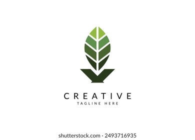 Großbuchstabe V mit Blattlogo-Vektorgrafik-Icon-Illustration.