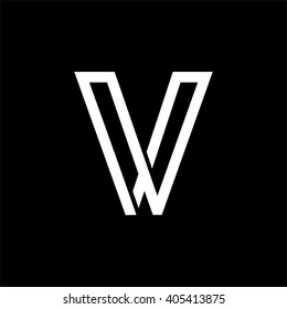 Capital letter V. From the white interwoven strips on a black background. Template for emblem, logos and monograms.