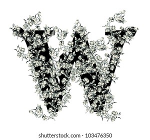 Capital letter W from flowers in vector.