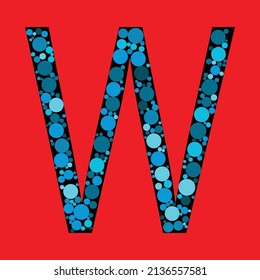 Capital Letter W. Vector abstract alphabet design. Letter fills with the round shapes. eps 10