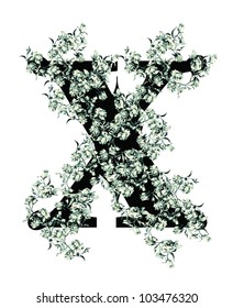 Capital letter X from flowers in vector.