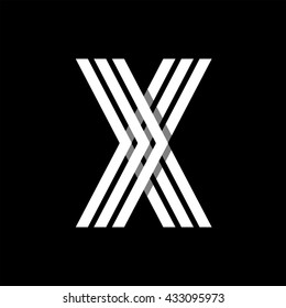 Capital letter X. Made of of three white stripes Overlapping with shadows. Logo, monogram, emblem trendy design.