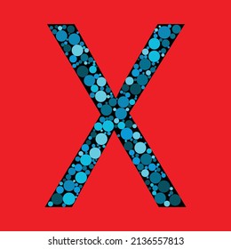 Capital Letter X. Vector abstract alphabet design. Letter fills with the round shapes. eps 10