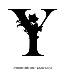 Capital Letter Y. Capital letter with flourish design. Illuminated letter