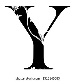 Capital Letter Y. Capital letter with flourish design. Illuminated letter