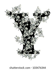 Capital letter Y from flowers in vector.