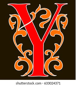 Capital letter Y. Large letter. illuminated letter.