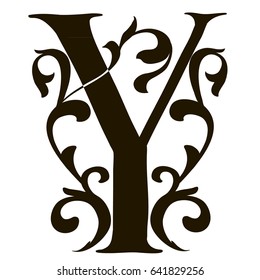 Capital letter Y. Large letter. illuminated letter