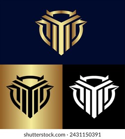 Capital letter Y. Modern set for monograms, logos, emblems, initials. Made of white stripes Overlapping with shadows