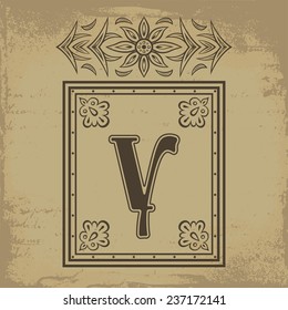 Capital letter Y in old Russian style vector illustration