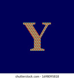 Capital letter Y, with texture in the form of cubes in vibrant colors, editable vector