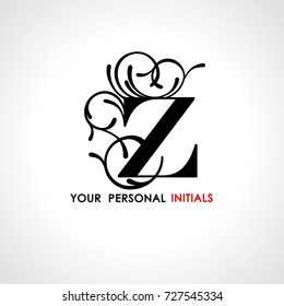 Capital letter Z . Decorated with vegetable ornament. Template for your logo, emblems, monograms, initials