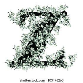 Capital letter Z from flowers in vector.