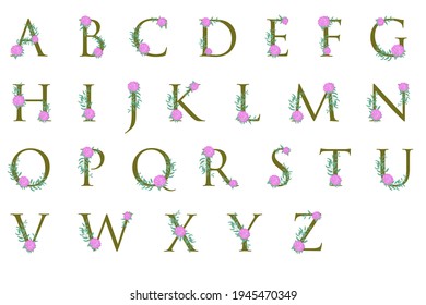 Capital Letters Alphabet Flowers Letters English Stock Vector (Royalty ...