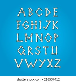 Capital letters of alphabet made of bones 
