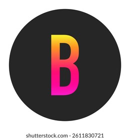 Capital Letters B with colorful gradient on a plain dark circle, clean and minimal design for logo, branding, UI, or creative identity.