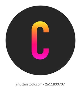Capital Letters C with colorful gradient on a plain dark circle, clean and minimal design for logo, branding, UI, or creative identity.