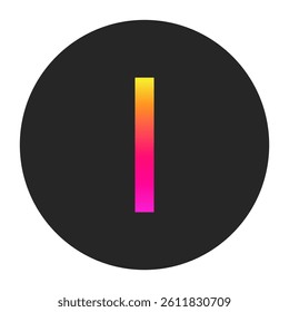 Capital Letters I with colorful gradient on a plain dark circle, clean and minimal design for logo, branding, UI, or creative identity.