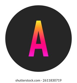 Capital Letters A with colorful gradient on a plain dark circle, clean and minimal design for logo, branding, UI, or creative identity.
