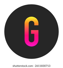 Capital Letters G with colorful gradient on a plain dark circle, clean and minimal design for logo, branding, UI, or creative identity.