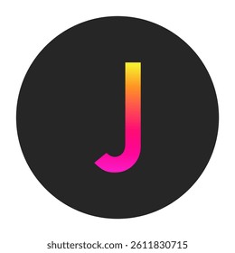Capital Letters J with colorful gradient on a plain dark circle, clean and minimal design for logo, branding, UI, or creative identity.