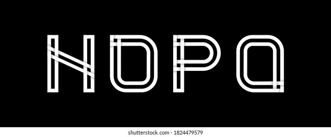 Capital letters N, O, P, Q. Created from interwoven white stripes with shadows on a black background. Template for creating logo, emblems, monograms, personal initials, corporate identity. Vector