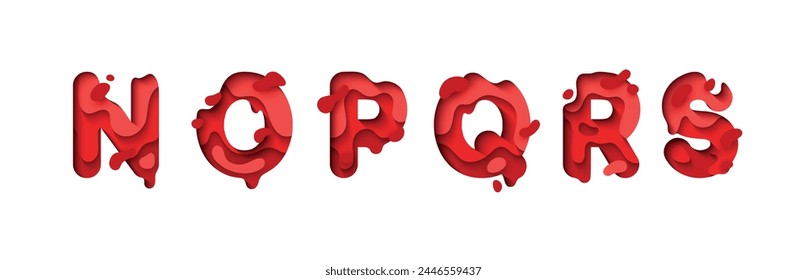 capital letters N, O, P, Q, R, S, font design in paper cut style. vector illustration