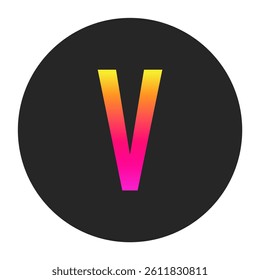 Capital Letters V with colorful gradient on a plain dark circle, clean and minimal design for logo, branding, UI, or creative identity.