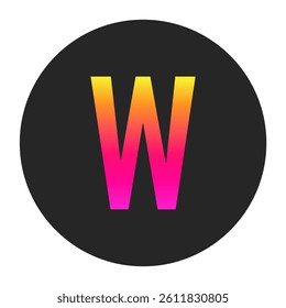 Capital Letters W with colorful gradient on a plain dark circle, clean and minimal design for logo, branding, UI, or creative identity.