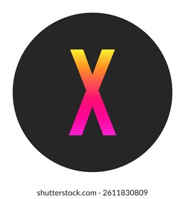 Capital Letters X with colorful gradient on a plain dark circle, clean and minimal design for logo, branding, UI, or creative identity.