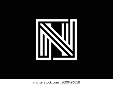 Capital Lines Letter N. Creative Line Letters Design, grafisches Alphabet Symbol für Logo, Poster, Einladung. Vektorgrafik